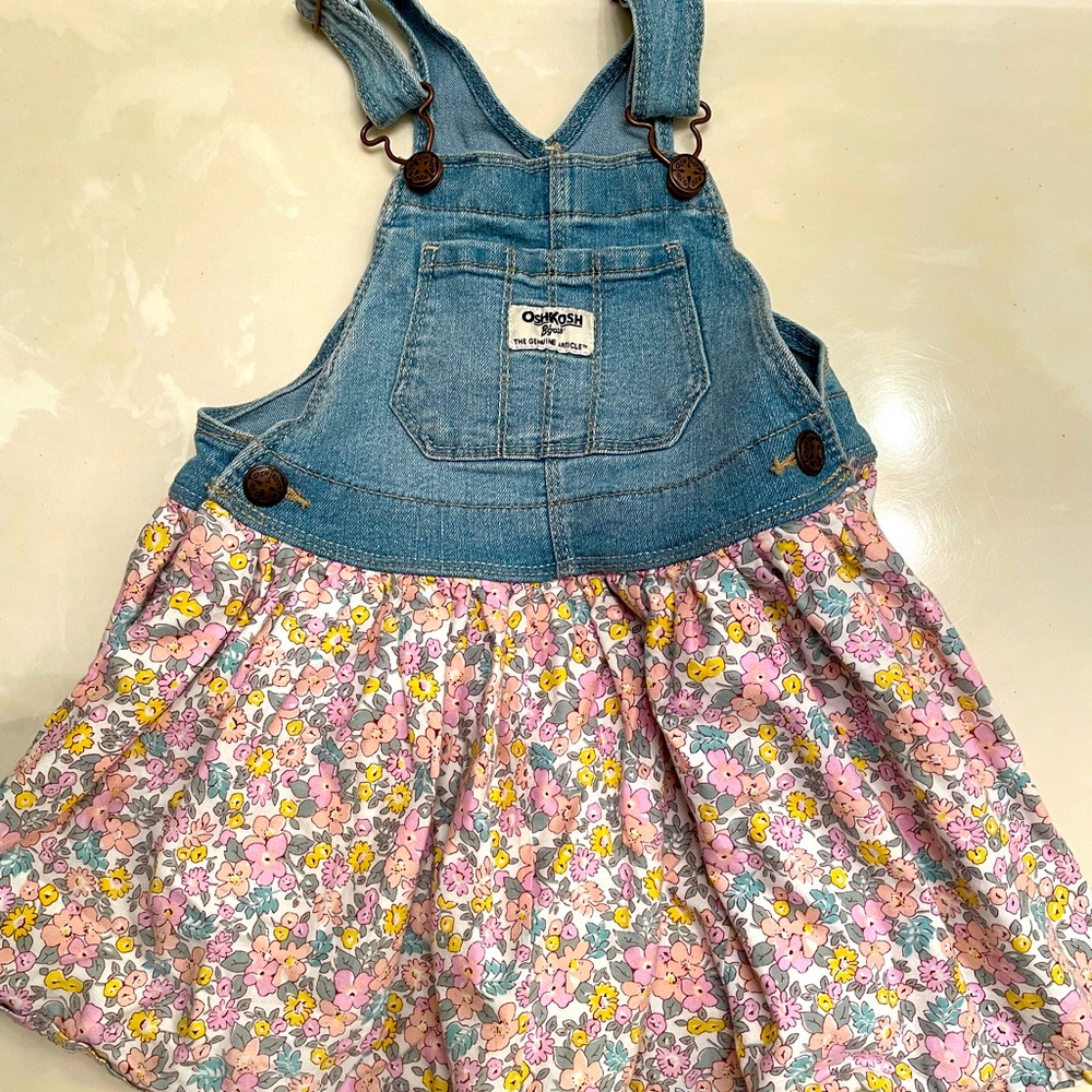 Girls combination fabric Jean skirted overalls